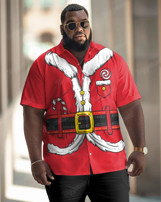 Big Men's Christmas Santa Claus Cosplay Short Sleeve Shirt sold by Biggmans