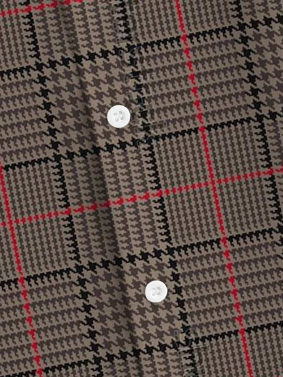 Men's Plus Size Ethnic Style Fine Check Lapel Long Sleeve Shirt sold by Biggmans product image thumbnail 4