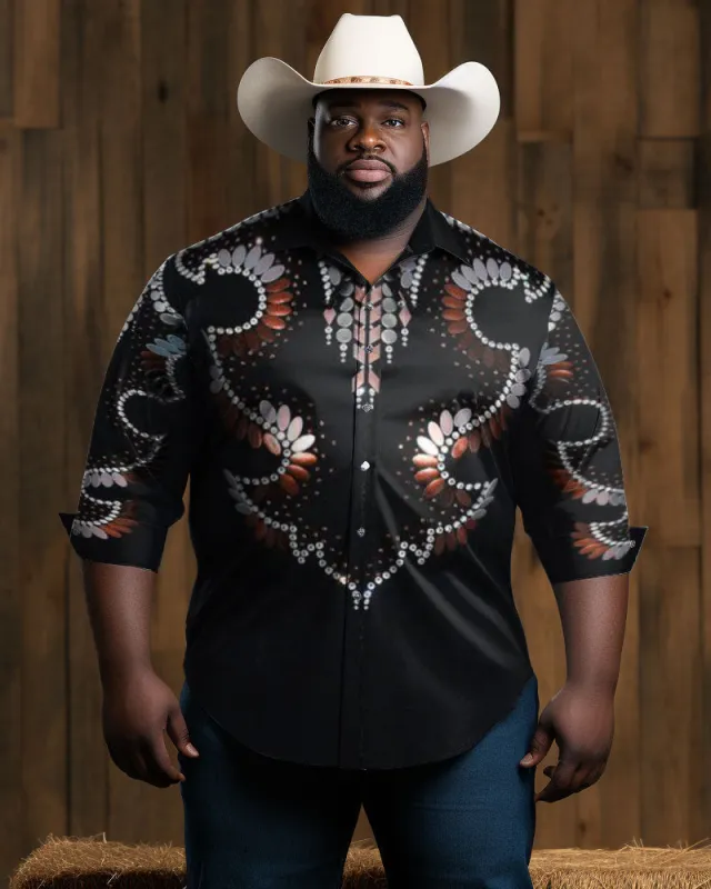 Big Men Western Crowboy Button Down Long Sleeve Shirt sold by Biggmans