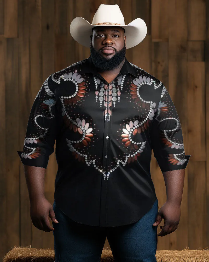 Big Men Western Crowboy Button Down Long Sleeve Shirt sold by Biggmans