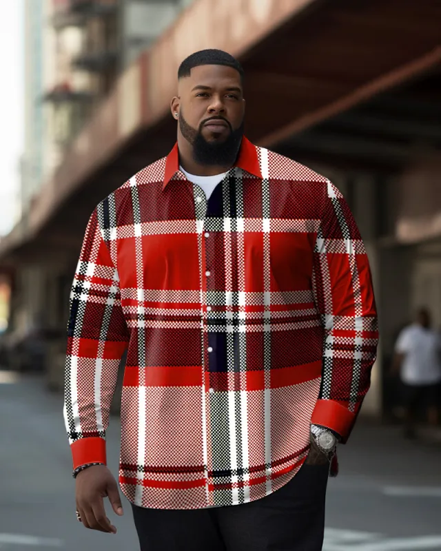 Big Men's Vintage Plaid Button Down Long Sleeve Shirt sold by Biggmans