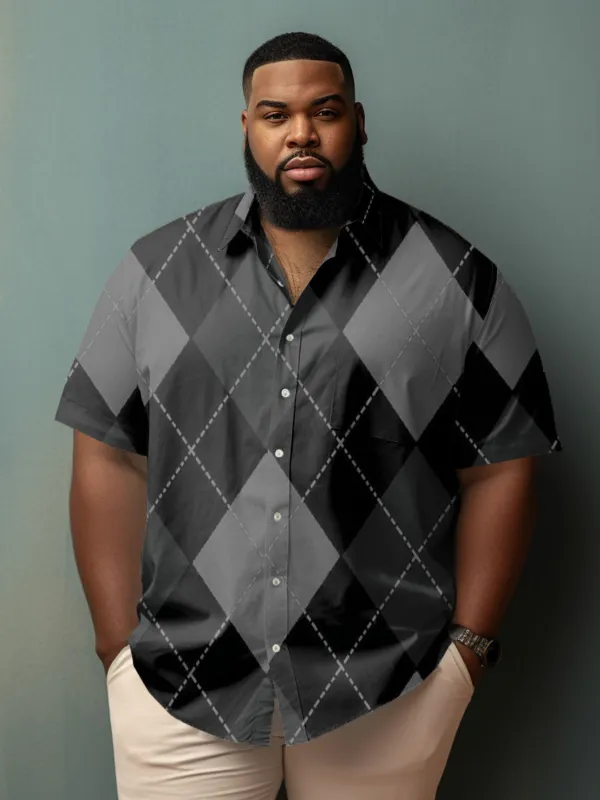 Men's Big and Tall Casual Black Diamond Short Sleeve Shirt sold by Biggmans