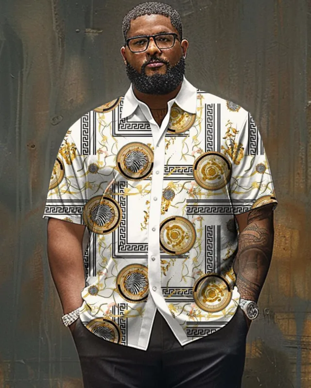 Vintage Baroque Pattern Large Size Men's Short Sleeve Shirt sold by Biggmans