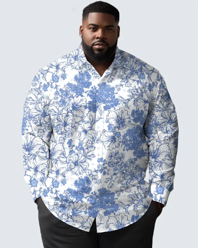 All-match Mystery Garden Long-sleeved Lapel Shirt Men's Big and Tall sold by Biggmans