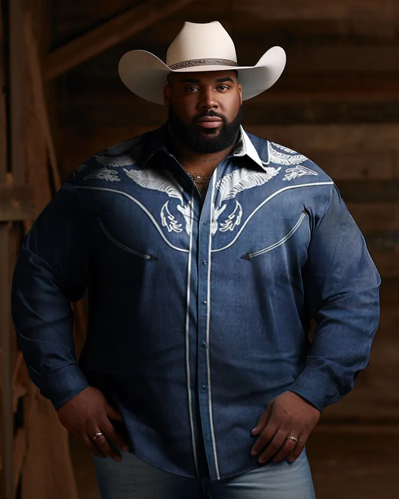 Big Guy's Western Denim Lapel Long Sleeve Shirt sold by Biggmans