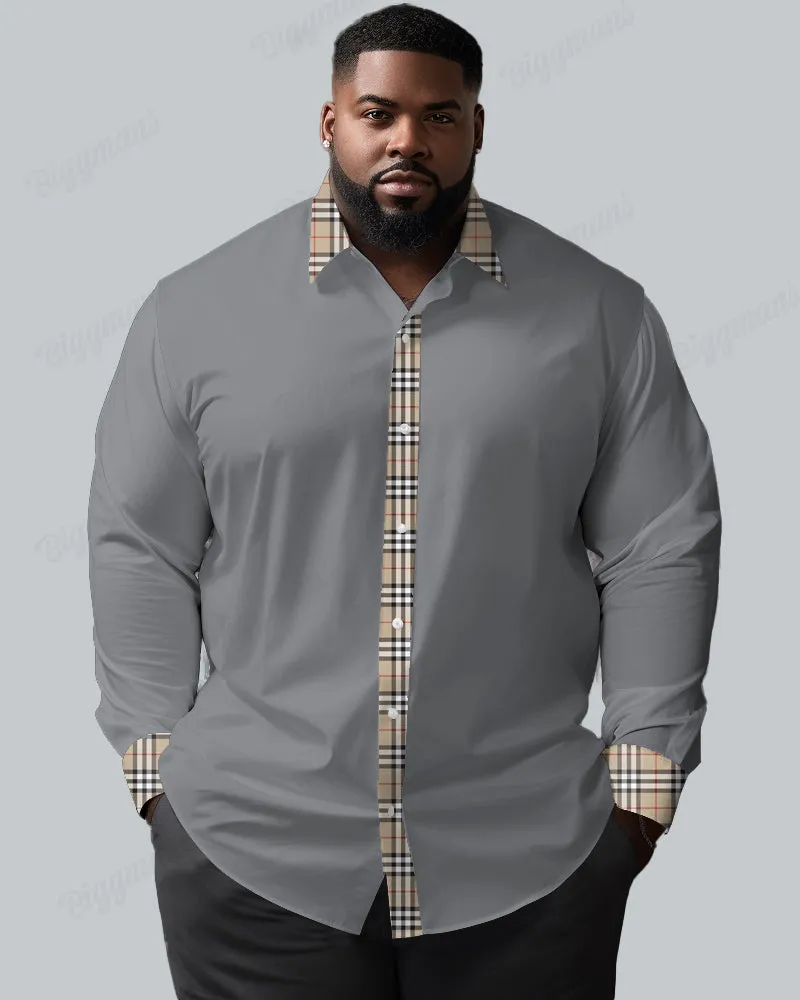 Featured Check Stitching Long Sleeve Lapel Shirt Men's Big and Tall sold by Biggmans product image thumbnail 5
