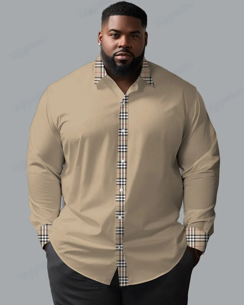 Featured Check Stitching Long Sleeve Lapel Shirt Men's Big and Tall sold by Biggmans product image thumbnail 2