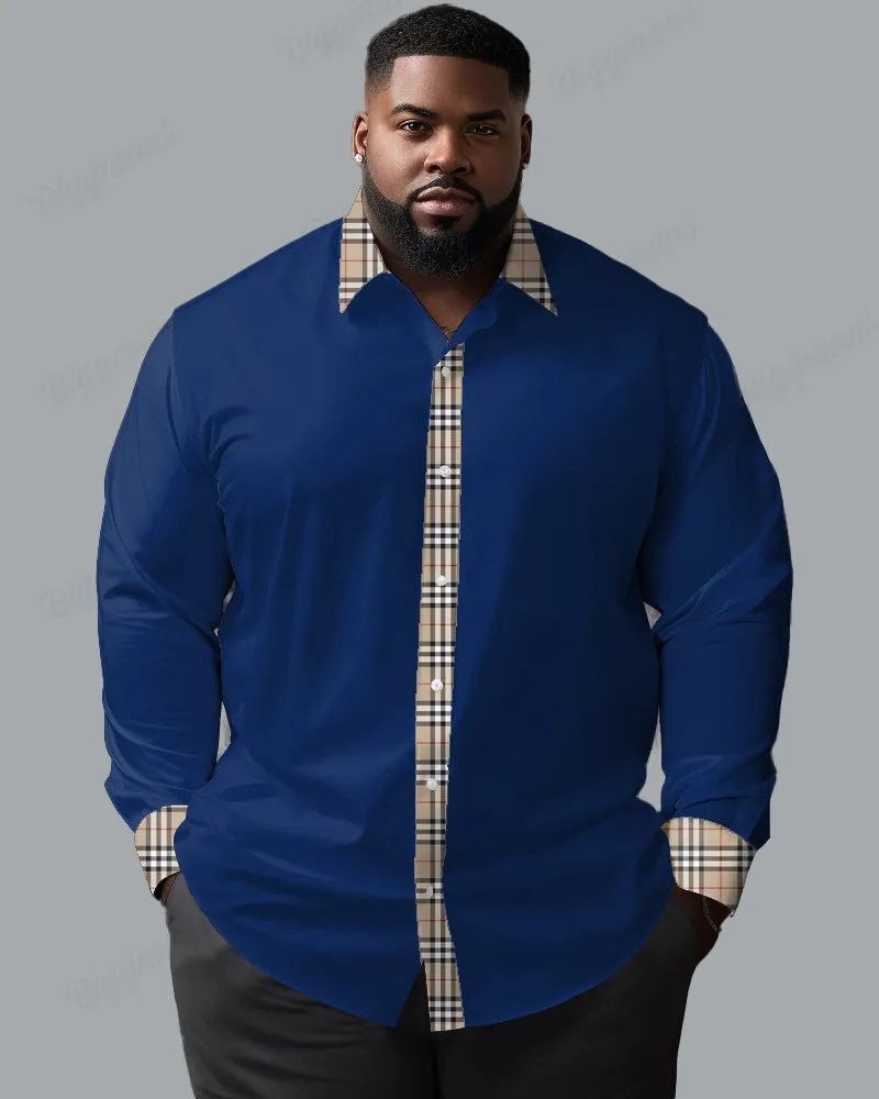 Featured Check Stitching Long Sleeve Lapel Shirt Men's Big and Tall sold by Biggmans product image thumbnail 4