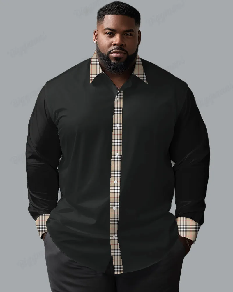 Featured Check Stitching Long Sleeve Lapel Shirt Men's Big and Tall sold by Biggmans