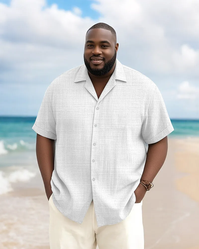 Men's Plus Size Daily Solid Color Short Sleeve Bamboo Hemp Texture Shirt sold by Biggmans product image thumbnail 5