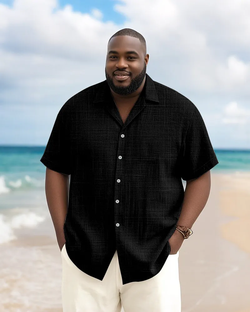 Men's Plus Size Daily Solid Color Short Sleeve Bamboo Hemp Texture Shirt sold by Biggmans product image thumbnail 2