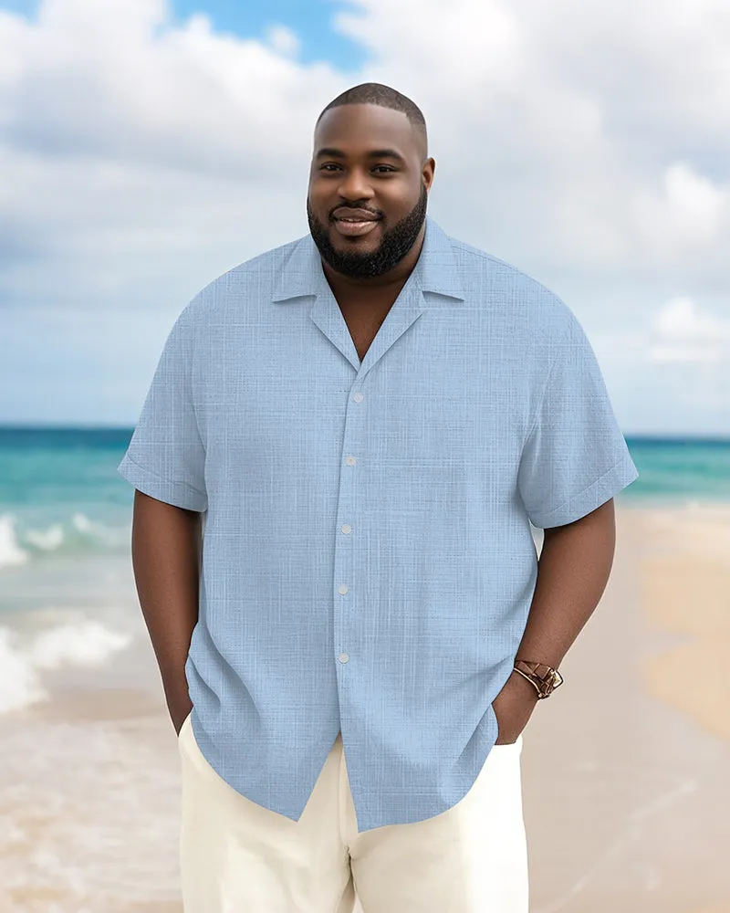 Men's Plus Size Daily Solid Color Short Sleeve Bamboo Hemp Texture Shirt sold by Biggmans product image thumbnail 4