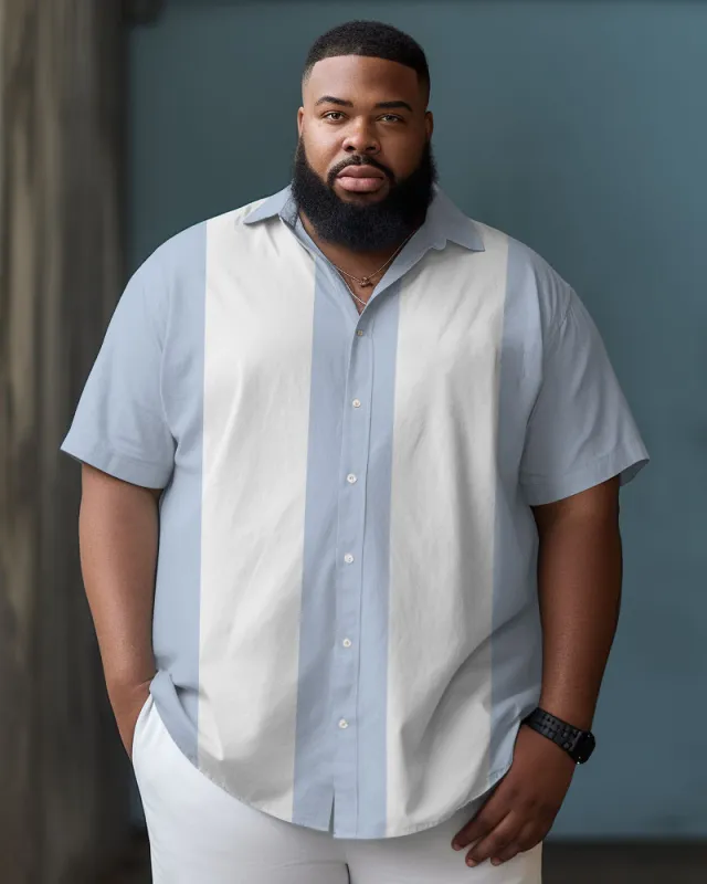 Big Guys Color Block Bowling Casual Beach Short Sleeve Shirt sold by Biggmans