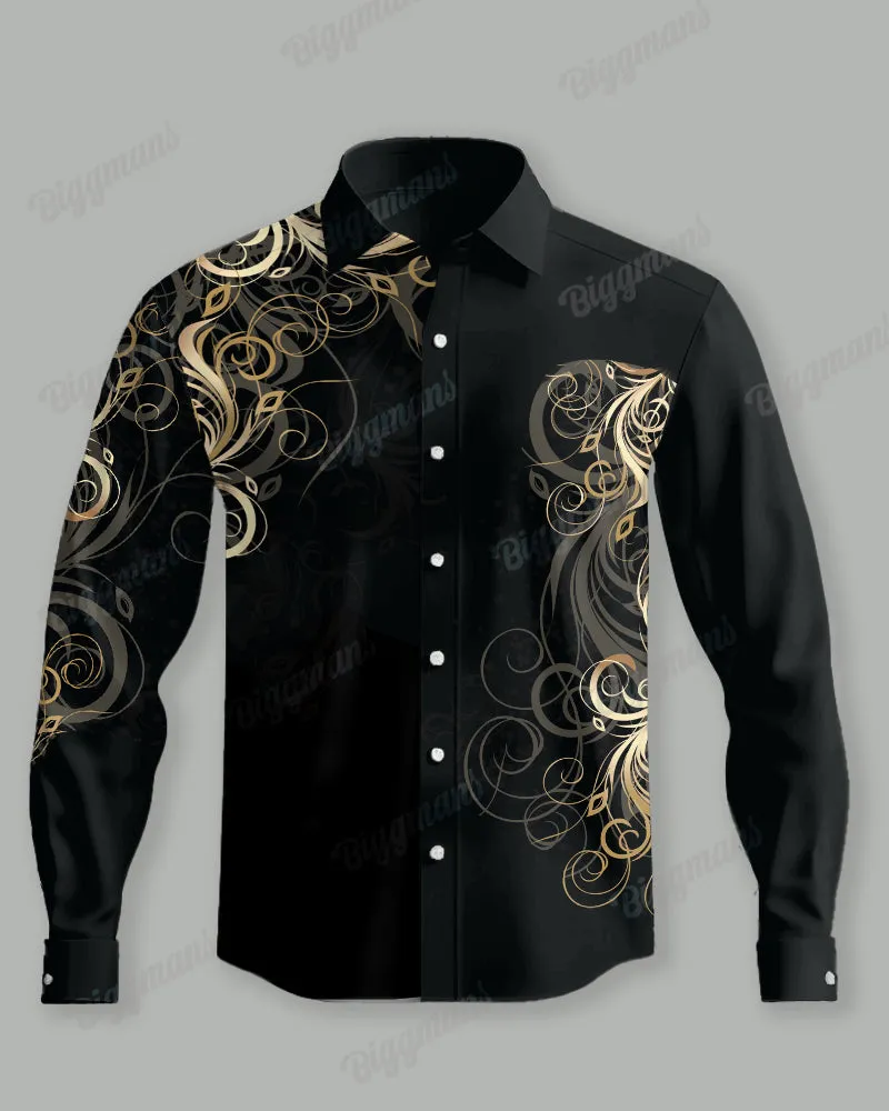 Men's Large Size Retro Pattern Lapel Casual Long Sleeve Shirt sold by Biggmans product image thumbnail 2