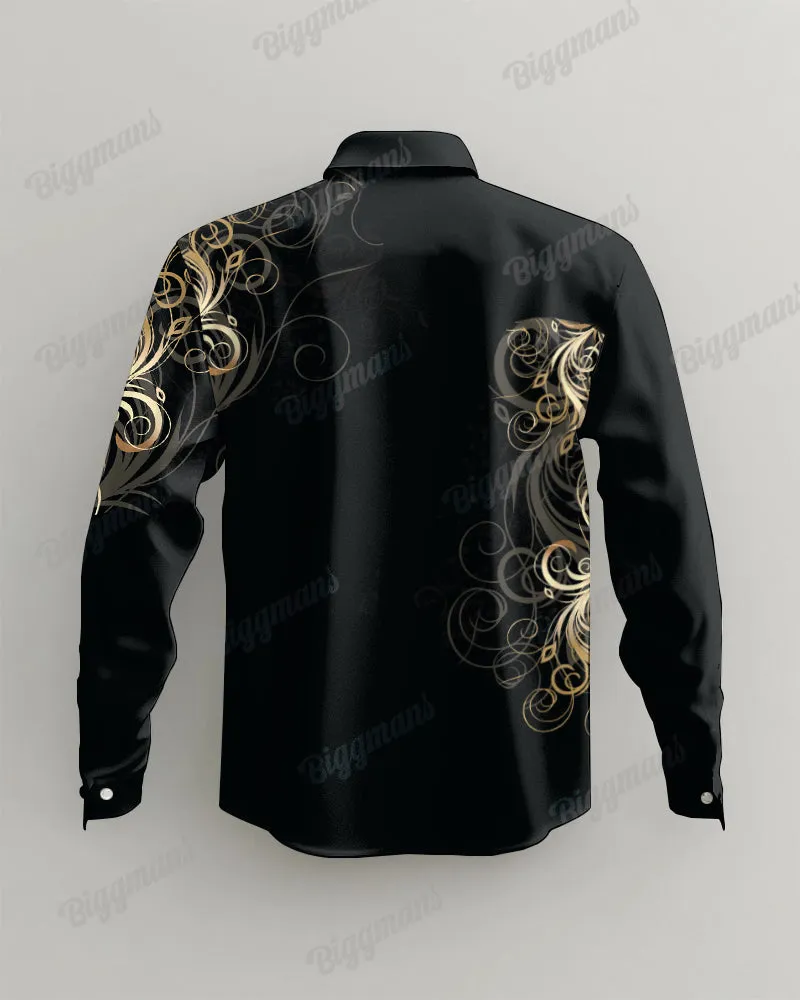 Men's Large Size Retro Pattern Lapel Casual Long Sleeve Shirt sold by Biggmans product image thumbnail 3