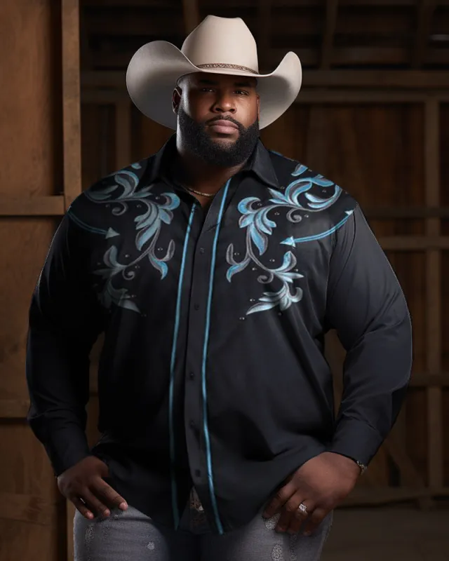Men's Big and Tall Western Long Sleeve Shirt With Floral Design sold by Biggmans