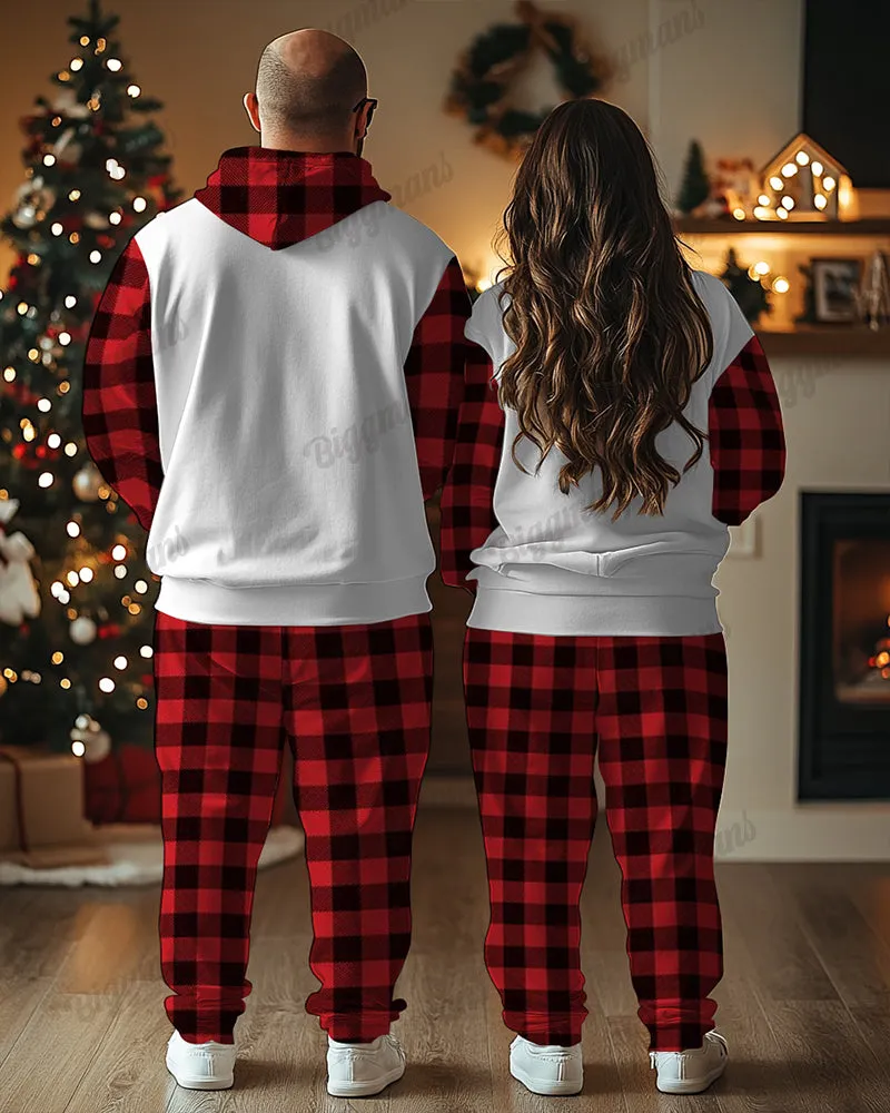 Couple Matching Plus Size Christmas Love Plaid Hoodie Sweatpants Set sold by Biggmans product image thumbnail 2