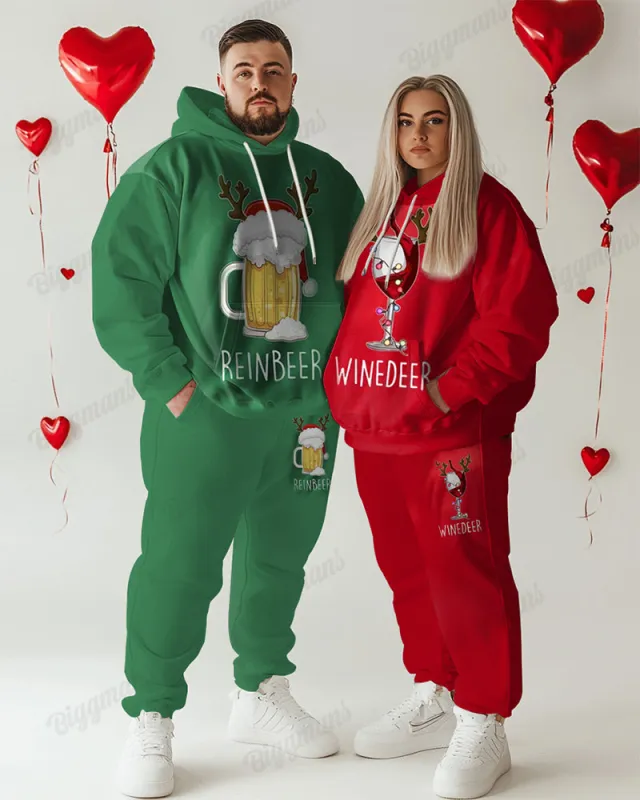 Couple Big & Tall Fashion Casual Christmas Special Print Hoodie Set sold by Biggmans