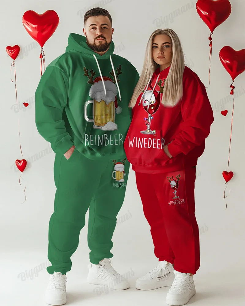 Couple Big & Tall Fashion Casual Christmas Special Print Hoodie Set sold by Biggmans