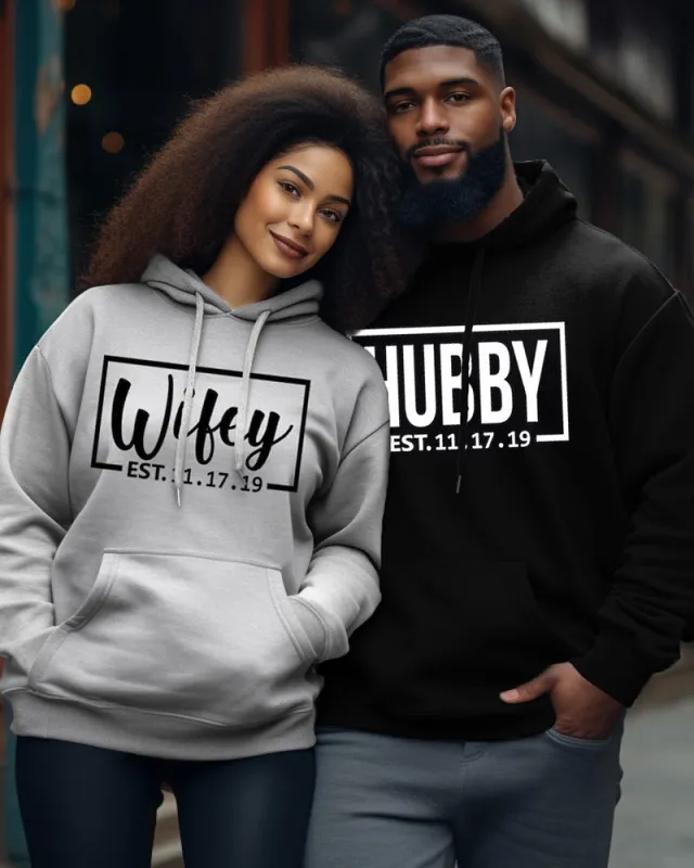 Couple's Big & Tall Simple Casual Retro Wiley Hubby Long-Sleeved Sweatshirt sold by Biggmans