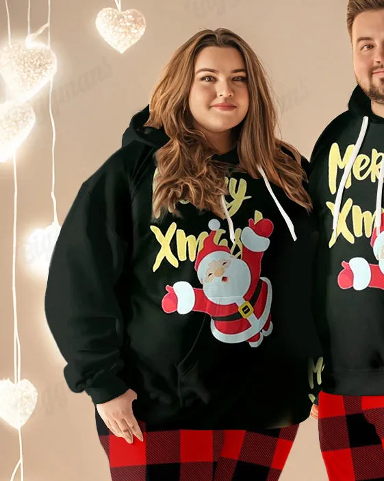 Couple Matching Big & Tall Merry Xmas Hoodie Plaid Sweatpants Set sold by Biggmans product image thumbnail 4