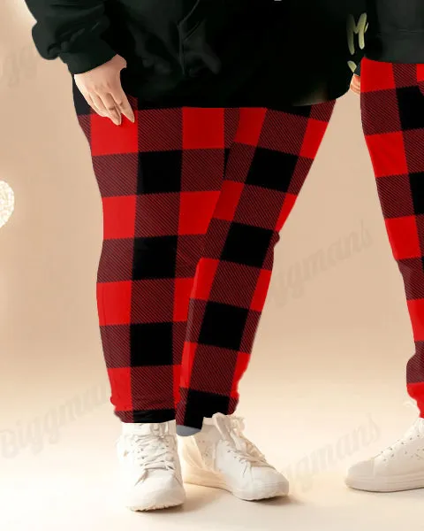 Couple Matching Big & Tall Merry Xmas Hoodie Plaid Sweatpants Set sold by Biggmans product image thumbnail 5