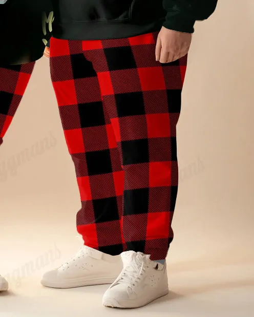 Couple Matching Big & Tall Merry Xmas Hoodie Plaid Sweatpants Set sold by Biggmans product image thumbnail 3
