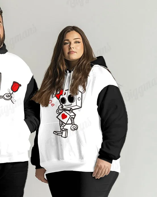 Couple Fashion Casual Big & Tall Robot Lover Printed Hoodie Set sold by Biggmans product image thumbnail 4