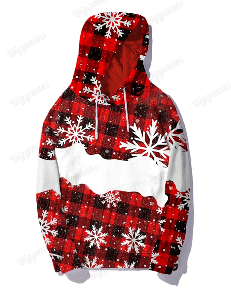 Couple Matching Big & Tall Christmas Snowflake Plaid Hoodie Pants Set sold by Biggmans product image thumbnail 3