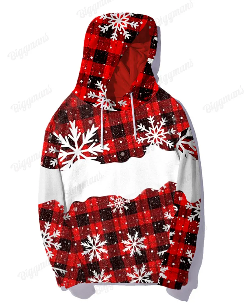 Couple Matching Big & Tall Christmas Snowflake Plaid Hoodie Pants Set sold by Biggmans product image thumbnail 4