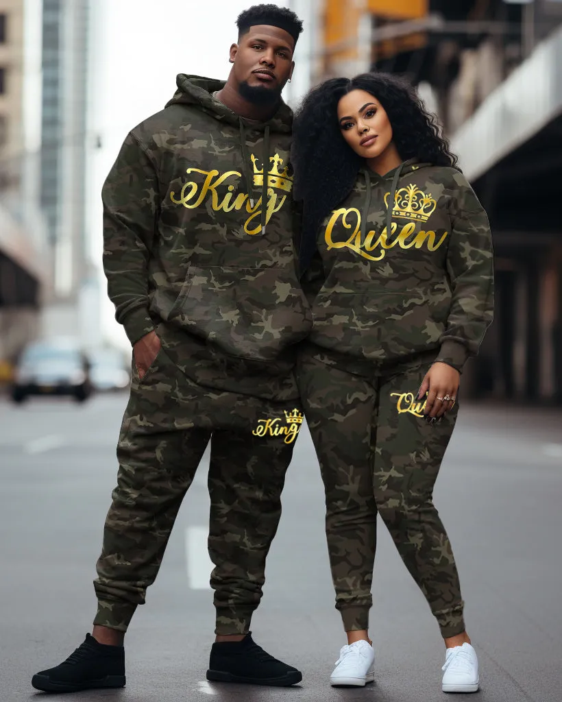 Couple's Big & Tall Casual Retro Queen/King Camouflage Hoodie Set sold by Biggmans