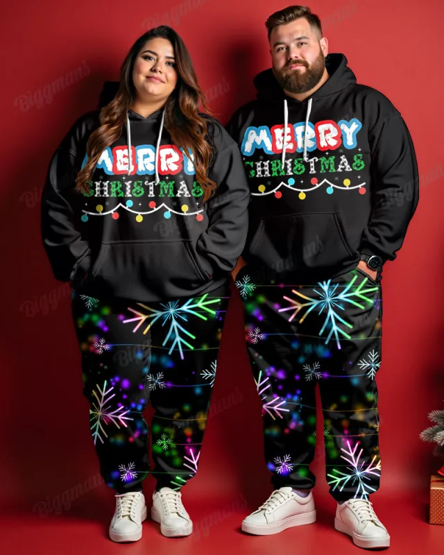 Couple Merry Christmas Alphabet Print Big & Tall Hoodie Set sold by Biggmans