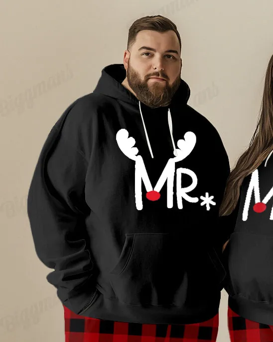 Couple Fashion Casual Big and Tall Simple Plaid Christmas Letter Print Hoodie Set sold by Biggmans product image thumbnail 3