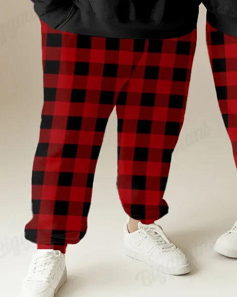 Couple Fashion Casual Big and Tall Simple Plaid Christmas Letter Print Hoodie Set sold by Biggmans product image thumbnail 5