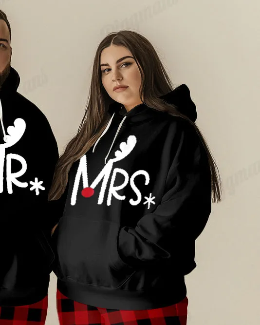 Couple Fashion Casual Big and Tall Simple Plaid Christmas Letter Print Hoodie Set sold by Biggmans product image thumbnail 2