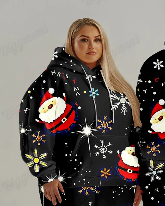 Couple Fashion Casual Big and Tall Black Christmas Print Hoodie Set sold by Biggmans product image thumbnail 2