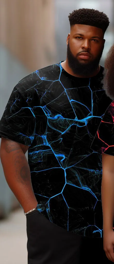 Couple Plus Size Thunder Graphic Round Neck Short Sleeve T-Shirt sold by Biggmans product image thumbnail 2