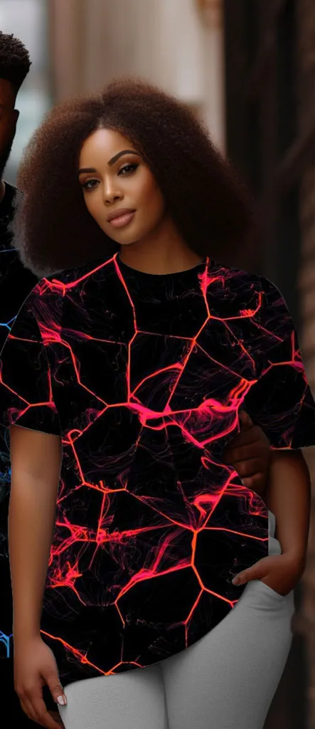 Couple Plus Size Thunder Graphic Round Neck Short Sleeve T-Shirt sold by Biggmans product image thumbnail 3