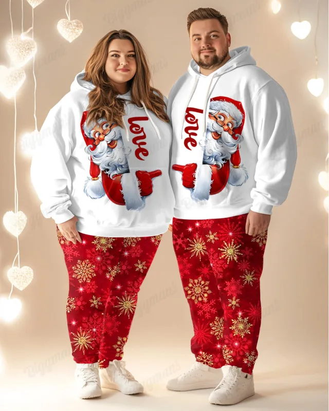 Christmas Couple Fashion Set Casual Big and Tall Printed Hoodie Set sold by Biggmans