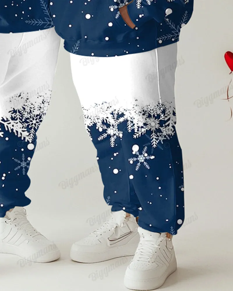 Couple Fashion Casual Big and Tall Romantic Blue Christmas Snowflake Hoodie Set sold by Biggmans product image thumbnail 5