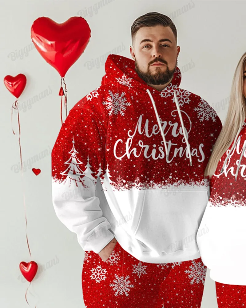 Couple Matching Big and Tall Merry Christmas Snowflake Hoodie Pants Set sold by Biggmans product image thumbnail 2