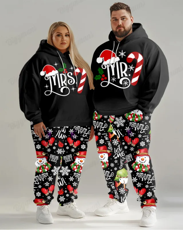 Couple Fashion Casual Christmas Letter Print Hoodie Big & Tall Set sold by Biggmans