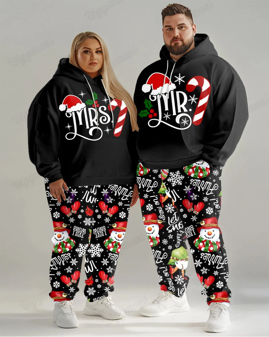 Couple Fashion Casual Christmas Letter Print Hoodie Big & Tall Set sold by Biggmans