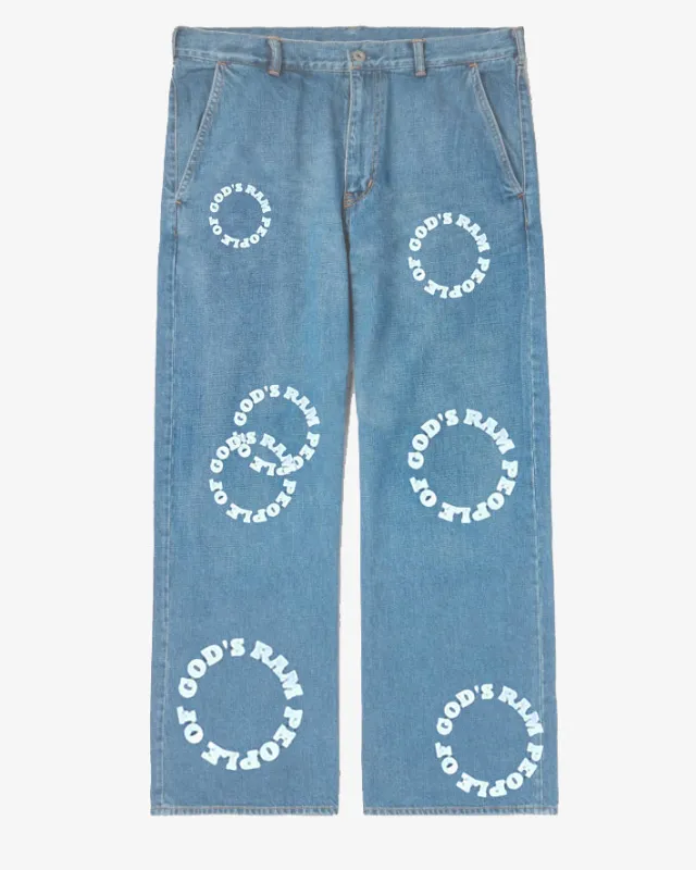 Plus Size Boys 2025 Fashion Street Creative Round English Print Jeans sold by Biggmans