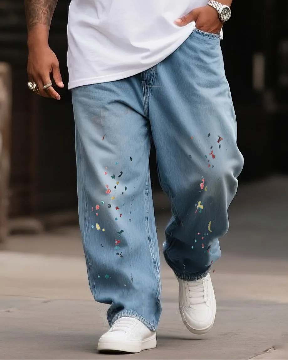 Plus Size Boys 2025 Fashion Street Ink Print Jeans sold by Biggmans product image thumbnail 2