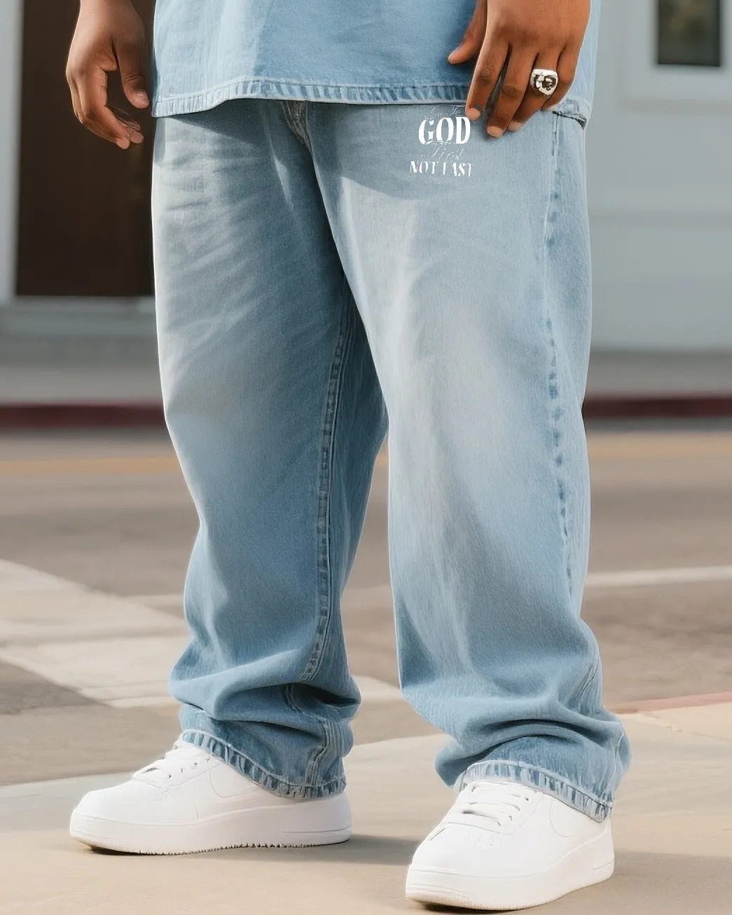 Plus Size Men GOD Denim T-shirt Pants Suit sold by Biggmans product image thumbnail 3