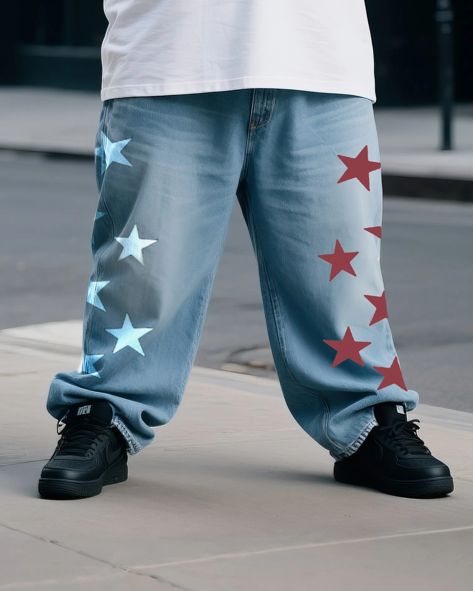 Plus Size Men's Personalized Mouth Printed T-Shirt Denim Pants Suit sold by Biggmans product image thumbnail 3