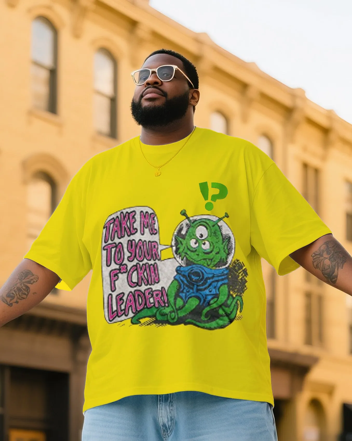 Plus Size Man Took Me To Your Boss Creative Printed T-shirt Denim Pants Suit sold by Biggmans product image thumbnail 2