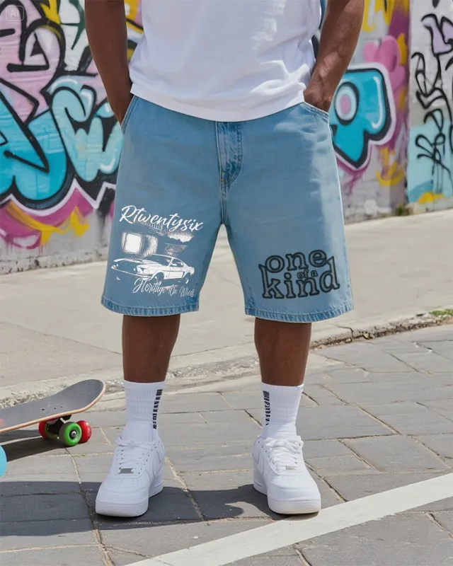 Big & Tall Men's Street Fashion Unique Denim Shorts sold by Biggmans