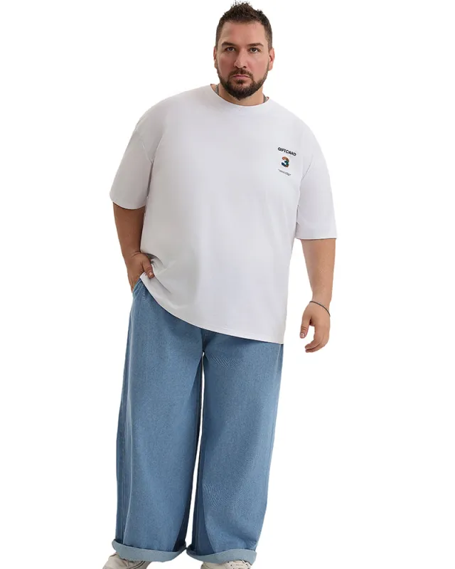 Plus Size Men's Daily Casual All-match Washing Water Pure Blue Denim Trousers sold by Biggmans